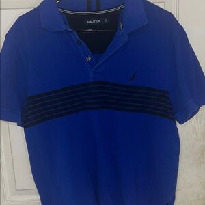 Nautica Men's Royal Blue Polo with Navy Stripes